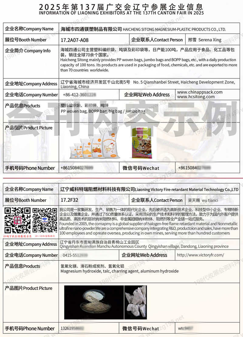 第137屆廣交會(huì)遼寧參展企業(yè)名錄